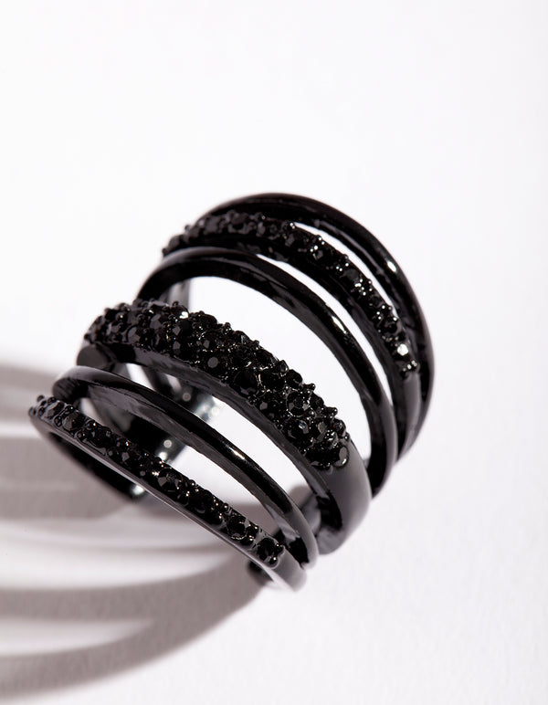 Coated Metal Six Band Diamante Ring