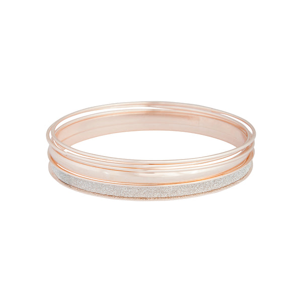 Rose Gold Glitter Matte Bangle 5-Pack