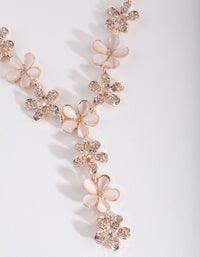 Rose Gold Acrylic & Diamante Flower Y Necklace - link has visual effect only