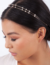 Rose Gold Double Row Diamante Star Headband - link has visual effect only