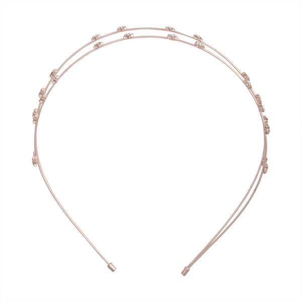 Rose Gold Double Row Diamante Star Headband