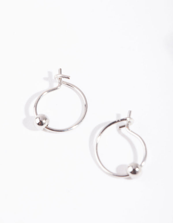 Silver Ball Miniature Hoop Earrings