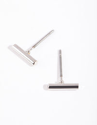 Rhodium Simple Bar Stud Earrings - link has visual effect only