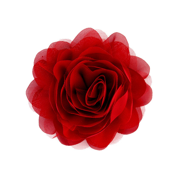 Deep Red Mesh Flower Clip