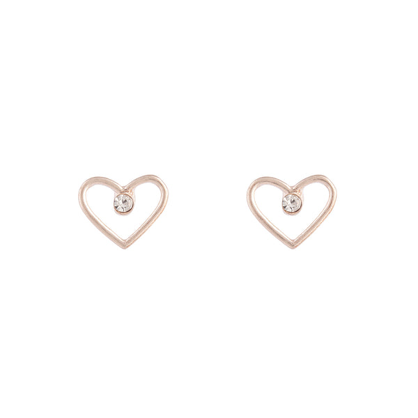 Rose Gold Diamante Cut-out Heart Earrings