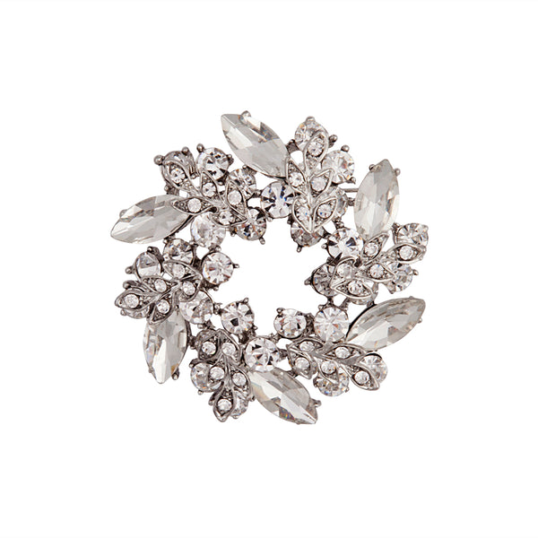 Crystal Jewelled Wreath Brooch