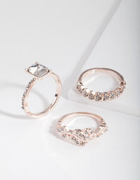 Rose Gold Chunky Engagement Ring Stack - link has visual effect only