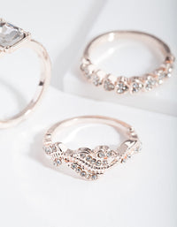 Rose Gold Chunky Engagement Ring Stack - link has visual effect only