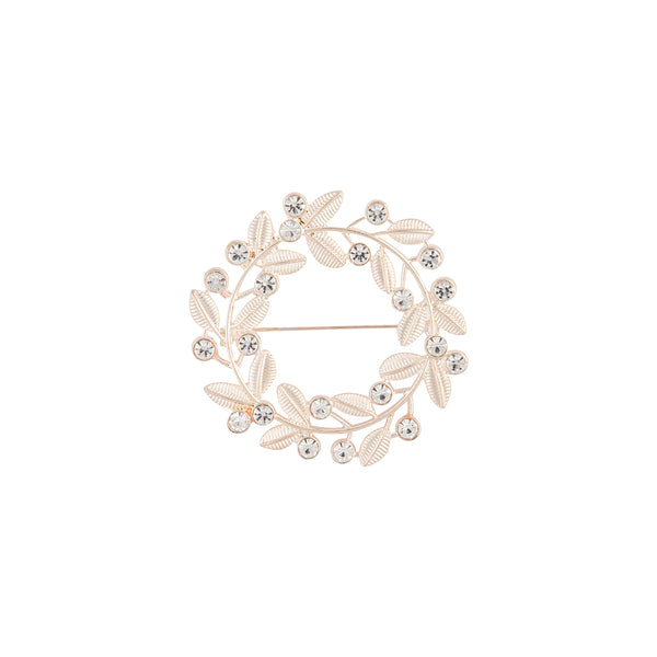 Rose Gold Diamante Laurel Brooch