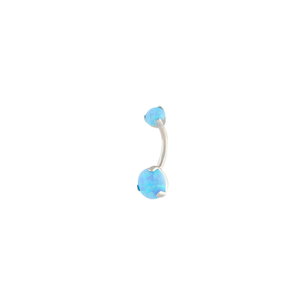 Rhodium Synthetic Opal Claw Belly Bar