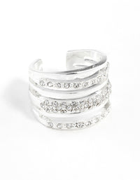 Silver 6 Band Diamante Ring - link has visual effect only