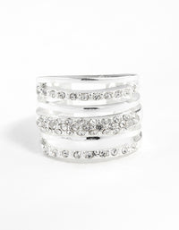 Silver 6 Band Diamante Ring - link has visual effect only