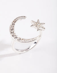 Silver Moon Star Open Ring - link has visual effect only