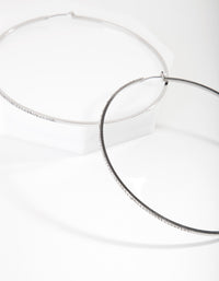 Rhodium Fine Crystal 8cm Hoop Earrings - link has visual effect only