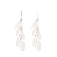 WHITE FTHR AND TASSEL THREAD THROUGH Earrings IN ROSEGOLD - link has visual effect only