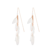 WHITE FTHR AND TASSEL THREAD THROUGH Earrings IN ROSEGOLD - link has visual effect only