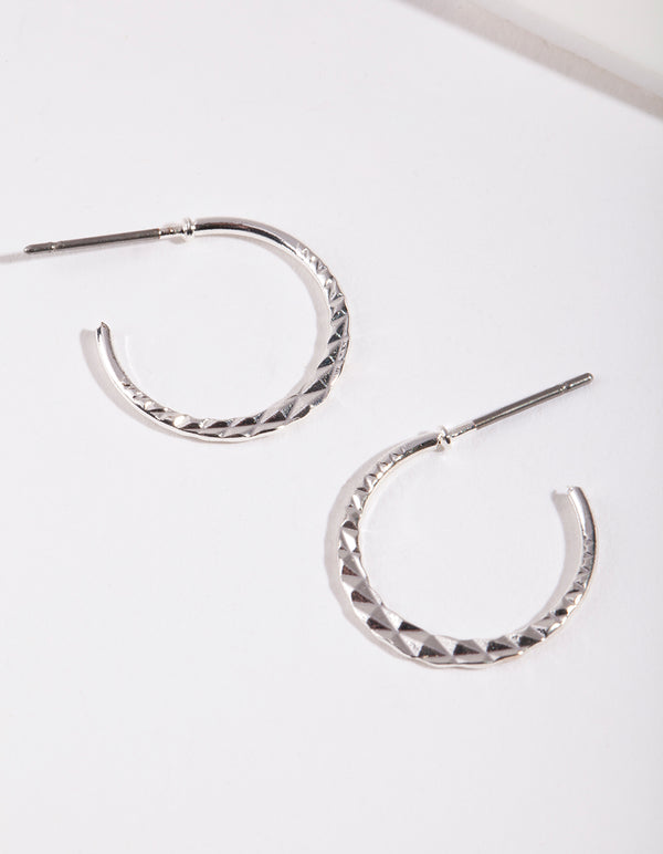 Silver 16MM Beaded Hoop Earrings