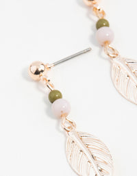 Rose Gold Textured Leaf Drop Earrings - link has visual effect only