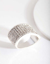 Silver Diamante Wide Pave Band Ring - link has visual effect only