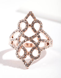 Rose Gold Geometric Diamante Ring - link has visual effect only