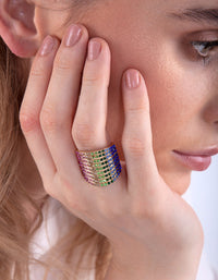 Gold Rainbow Diamante Ring - link has visual effect only