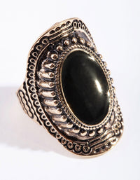 Antique Gold Oval Etched Border Ring - link has visual effect only