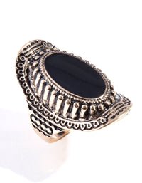 Antique Gold Oval Etched Border Ring - link has visual effect only