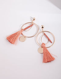 Rose Gold Tassel Loop Pink Earring - link has visual effect only