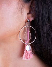 Rose Gold Tassel Loop Pink Earring - link has visual effect only