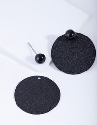 Black Textured Disc Stud Earrings - link has visual effect only