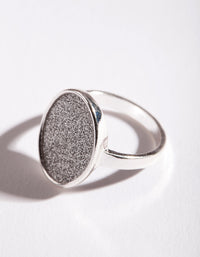 Silver Oval Glitter Ring - link has visual effect only