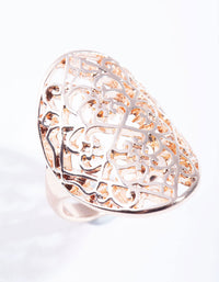 Rose Gold Filigree Shield Ring - link has visual effect only