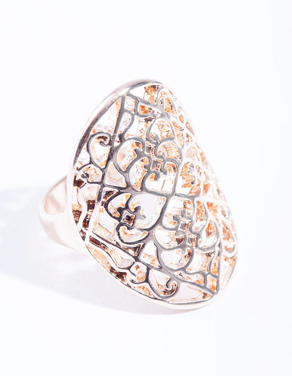 Rose Gold Filigree Shield Ring