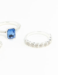 Silver Baguette Sapphire Diamante Ring Stack - link has visual effect only