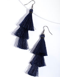 Gunmetal 3 Layer Tassel Earrings - link has visual effect only