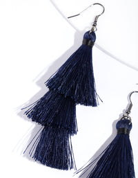 Gunmetal 3 Layer Tassel Earrings - link has visual effect only