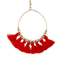 Gold Red Mini Tassel Charm Earrings - link has visual effect only