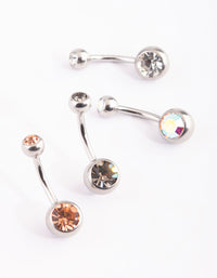 Surgical Steel Diamante Belly Ring 4-Pack - link has visual effect only