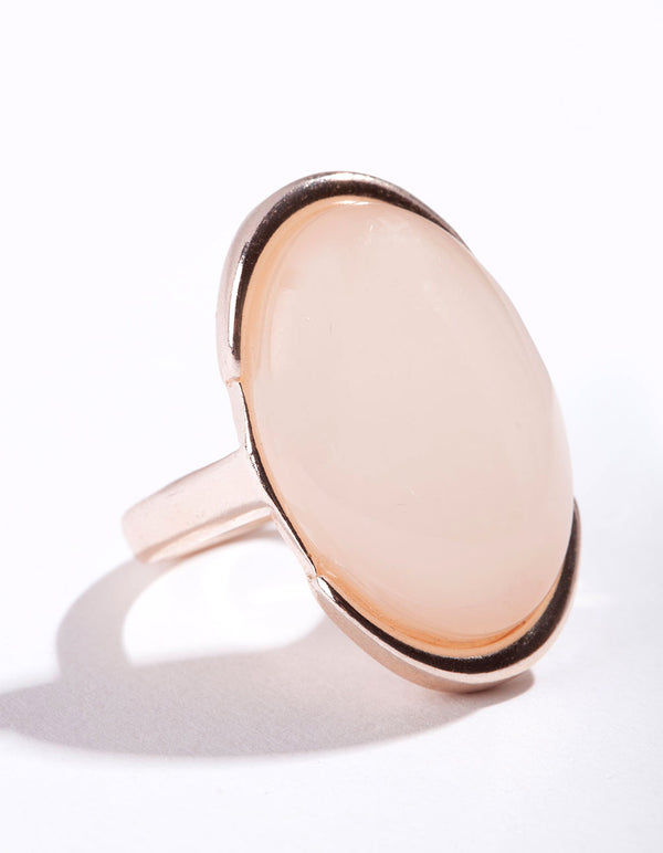 Peach Oval Stone Rose Gold Ring