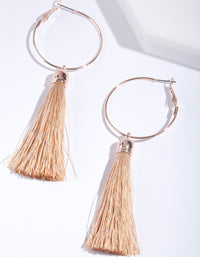 Rose Gold Hoop Tassel Earrings - link has visual effect only