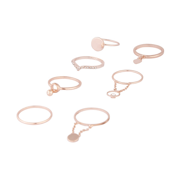 ROSE GOLD DISC CHARM RING 8 PACK