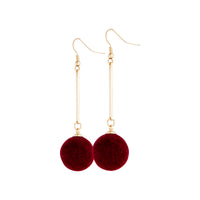 Burgundy Flocked Bead Drop Earrings - link has visual effect only