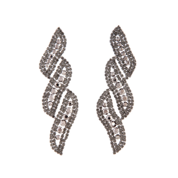 Gunmetal Tiered Twist Drop Earrings