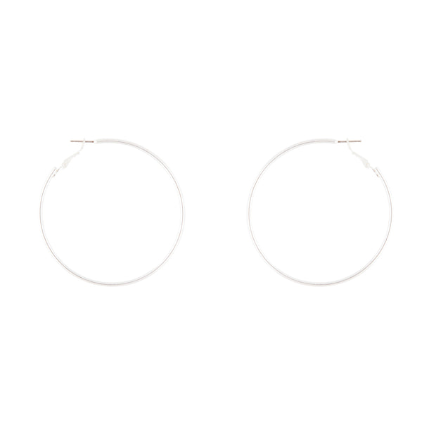 Silver Rounded 6cm Hoop Earrings