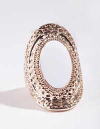 Rose Gold Oval Etched Border Ring - link has visual effect only