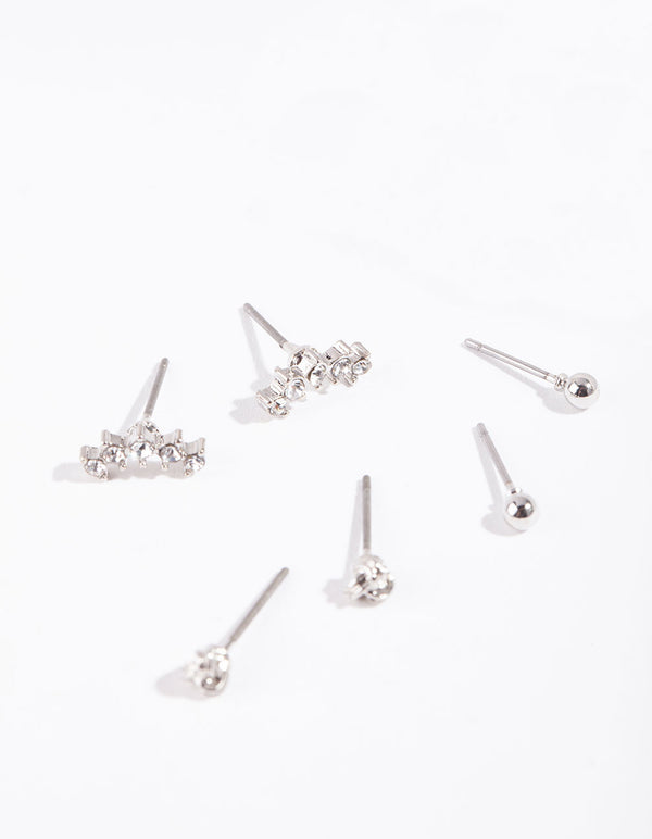 Silver Mini Crawler Earring Pack