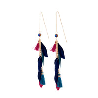 Gold Blue Pink Feather Drop Earring - link has visual effect only