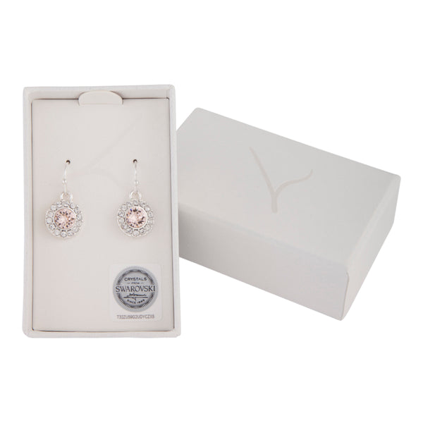 Peach Round Crystal Drop Earrings