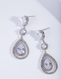 Silver Diamond Simulant Graduated Crystal Teardrop Earrings - link has visual effect only