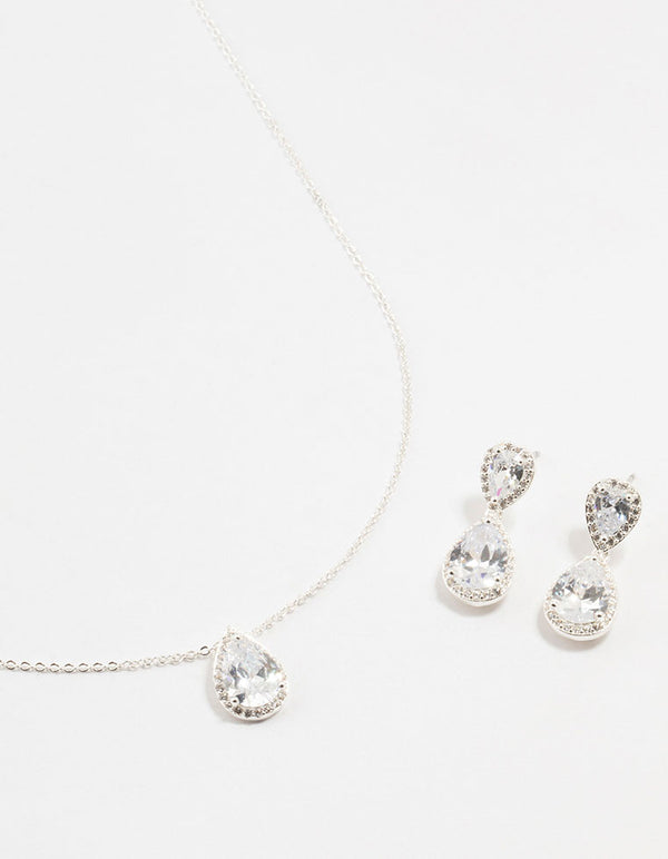 Teardrop Crystal Earrings & Necklace Set